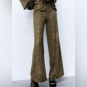 Zara Gold Flare Pants